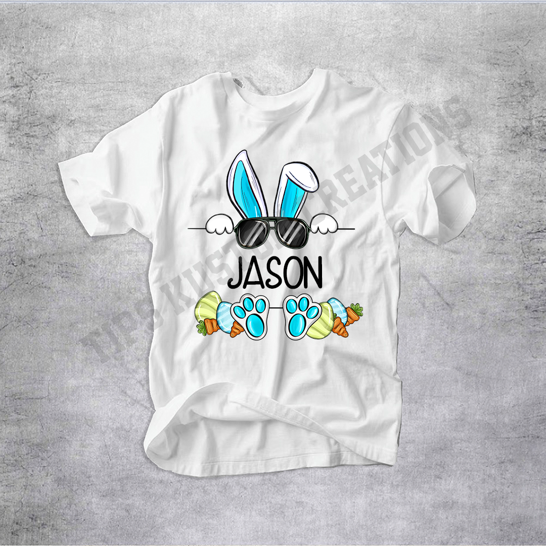 Cool Easter Bunny Boy Monogram Shirt